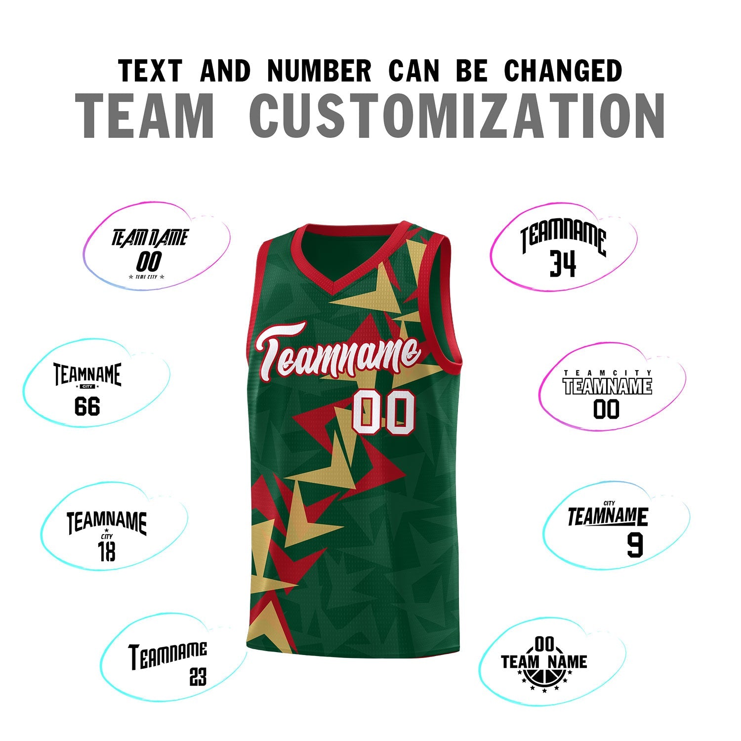 Custom Hunter Green Boomerang Pattern Sets Basketball Jersey