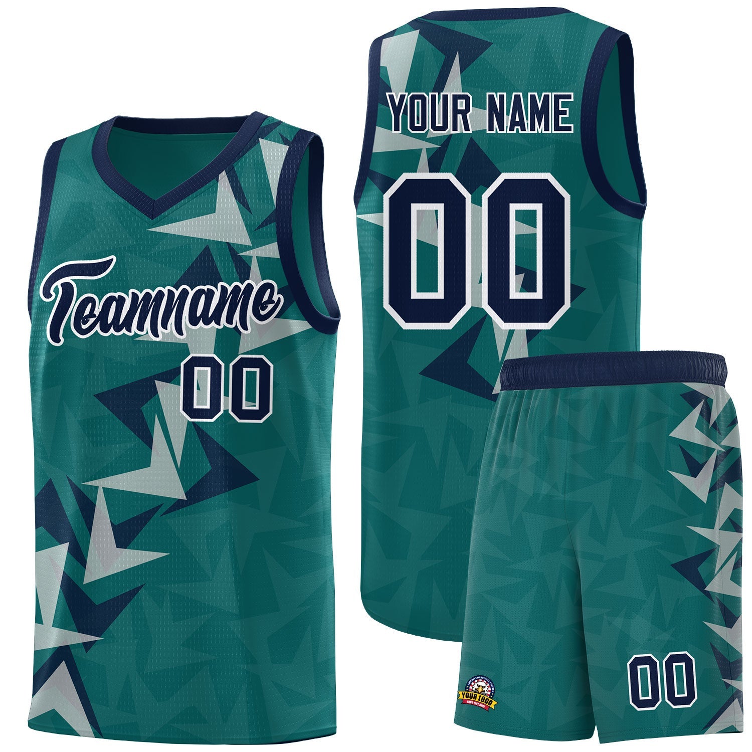 Custom Aqua Boomerang Pattern Sets Basketball Jersey