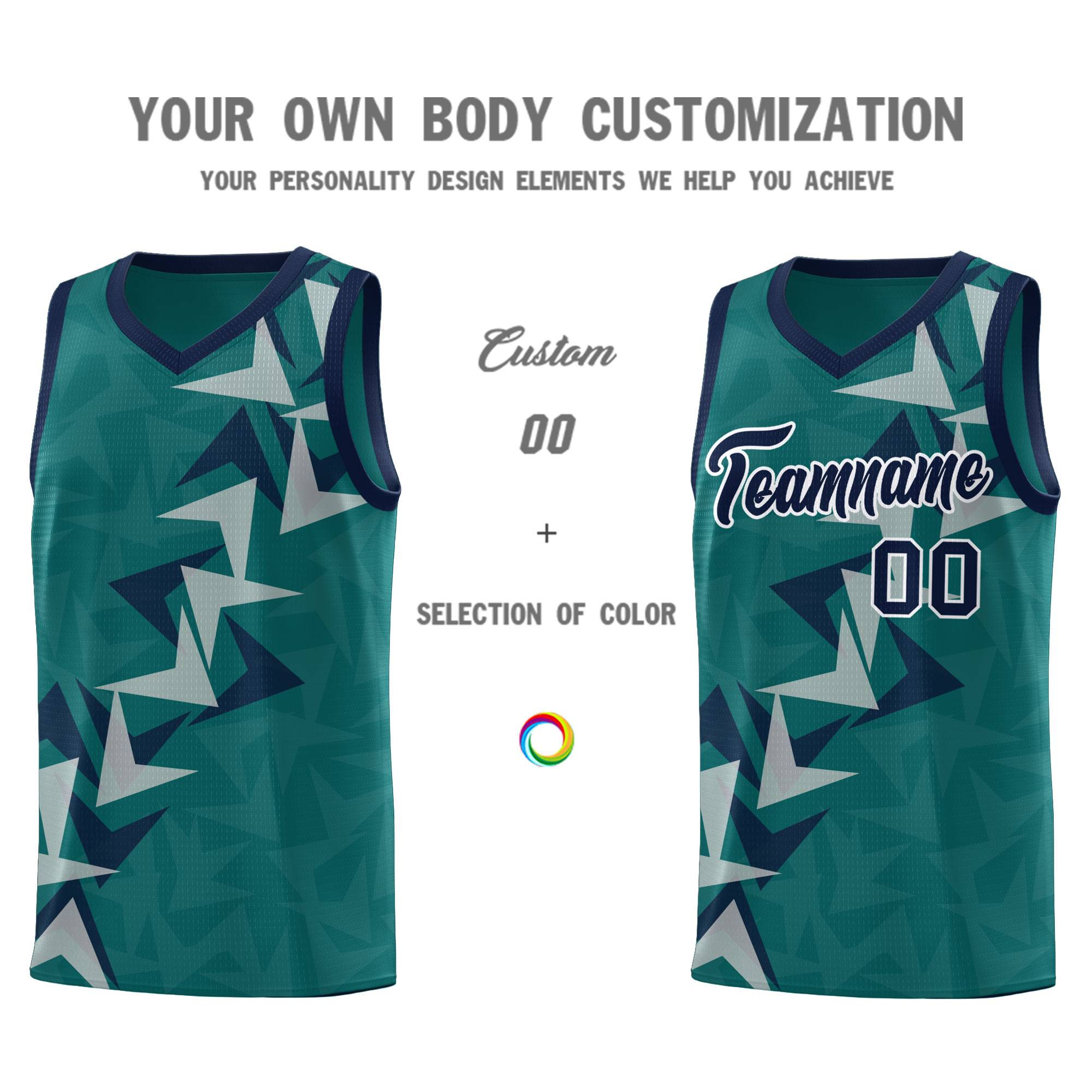 Custom Aqua Boomerang Pattern Sets Basketball Jersey