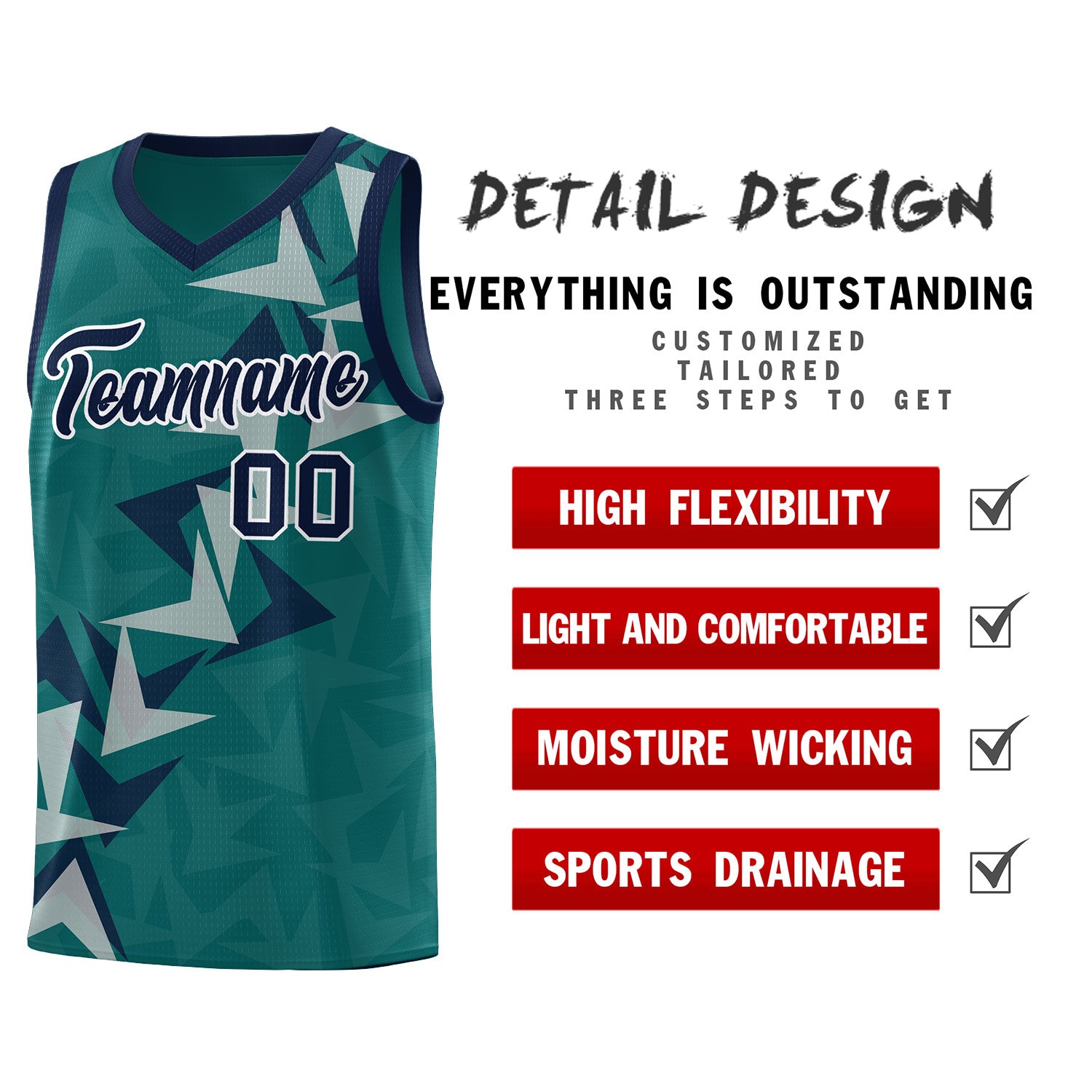 Custom Aqua Boomerang Pattern Sets Basketball Jersey