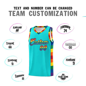 Custom Sky Blue LGBT Rainbow For Pride Month Sports Uniform Basketball Jersey