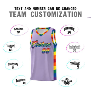 Custom Light Purple LGBT Rainbow For Pride Month Sports Uniform Basketball Jersey