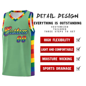 Custom Green LGBT Rainbow For Pride Month Sports Uniform Basketball Jersey