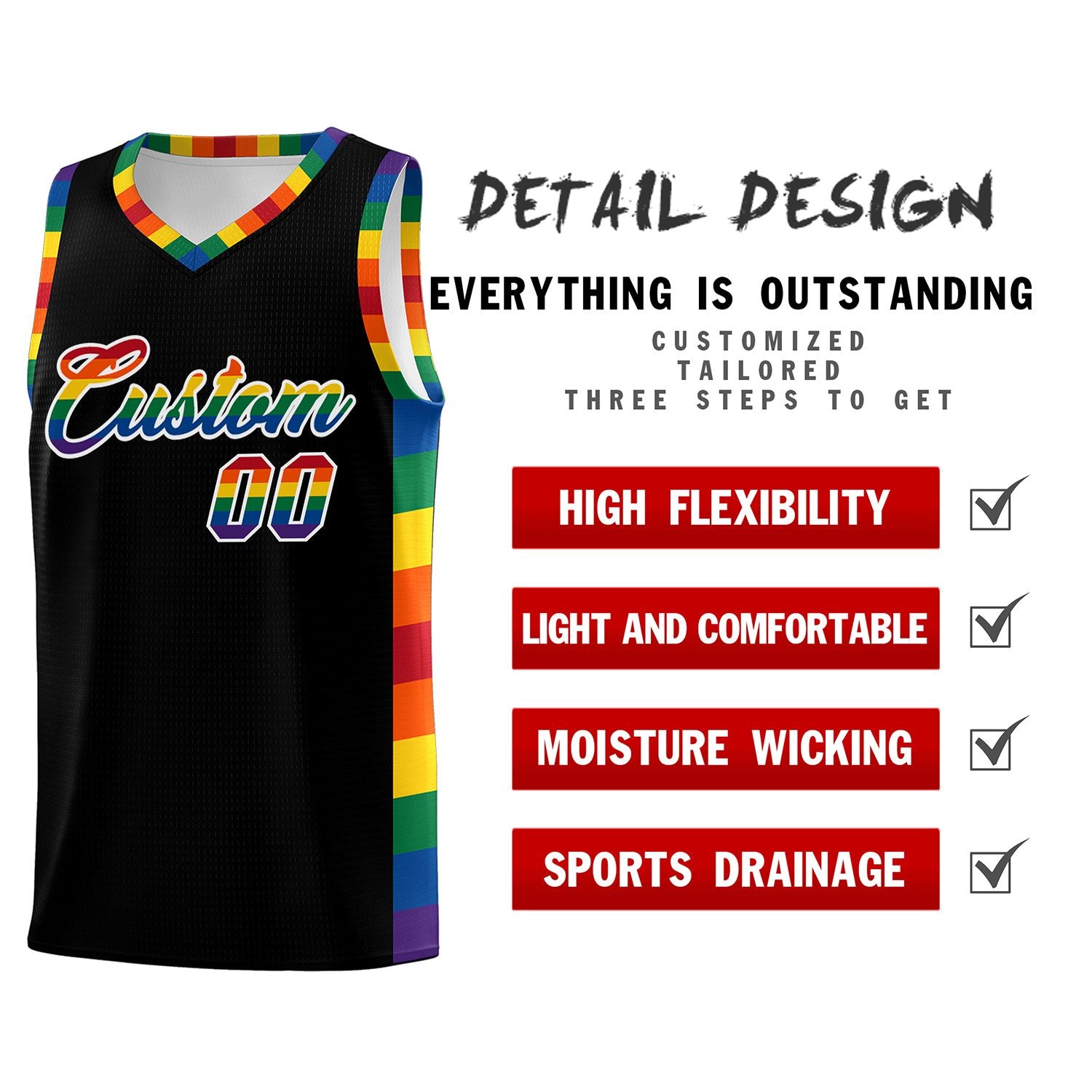 Rainbow basketball jersey hotsell