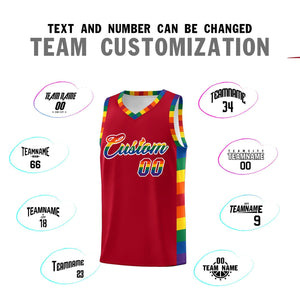 Custom Red LGBT Rainbow For Pride Month Sports Uniform Basketball Jersey