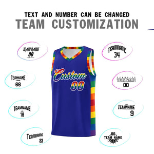 Custom Royal LGBT Rainbow For Pride Month Sports Uniform Basketball Jersey