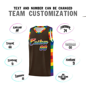 Custom Brown LGBT Rainbow For Pride Month Sports Uniform Basketball Jersey