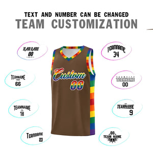 Custom Light Brown LGBT Rainbow For Pride Month Sports Uniform Basketball Jersey