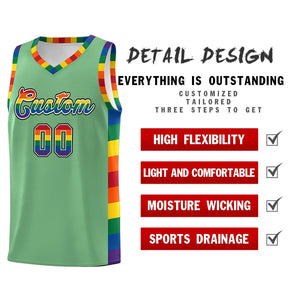 Custom Green LGBT Rainbow For Pride Month Sports Uniform Basketball Jersey