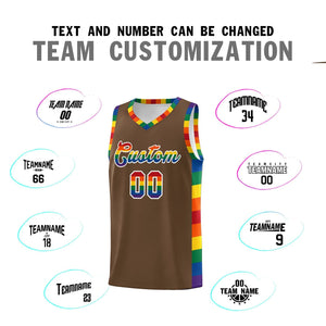 Custom Light Brown LGBT Rainbow For Pride Month Sports Uniform Basketball Jersey