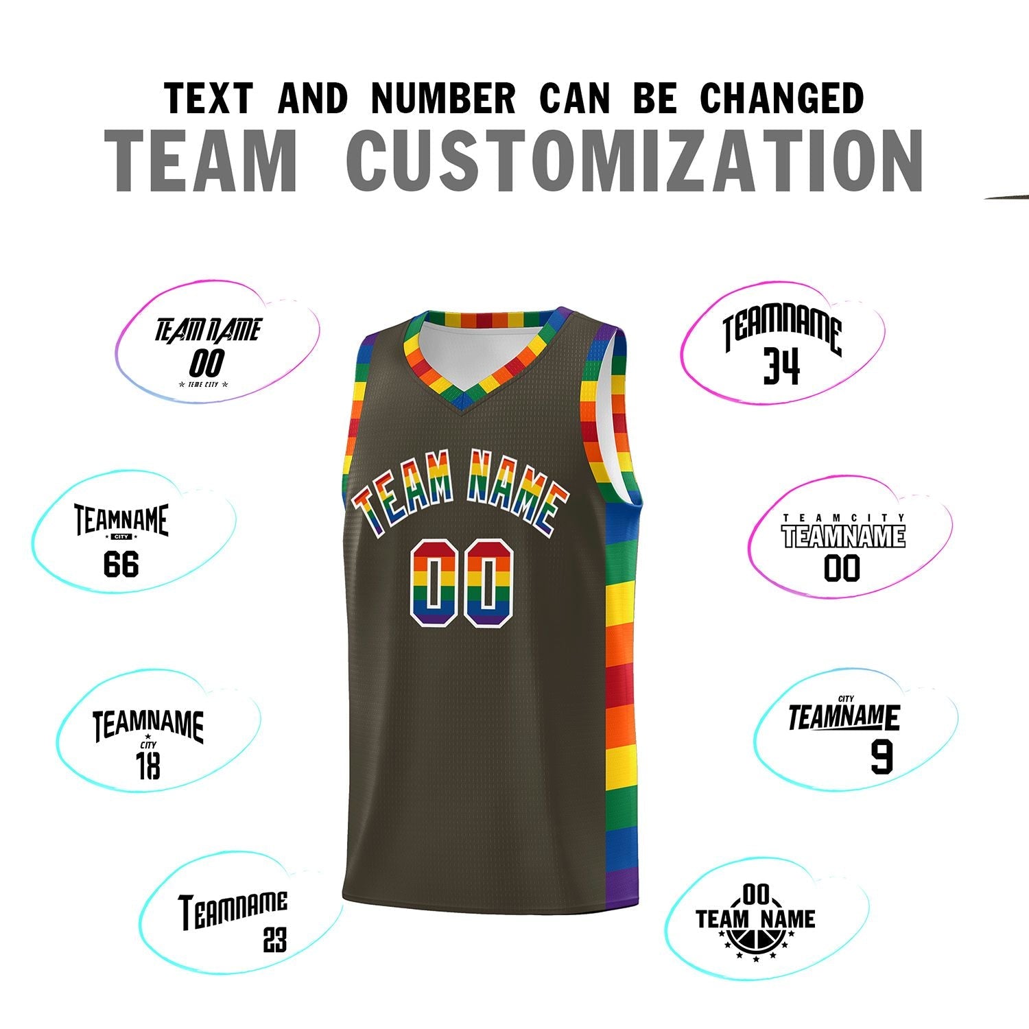 Custom Olive LGBT Rainbow For Pride Month Sports Uniform Basketball Jersey