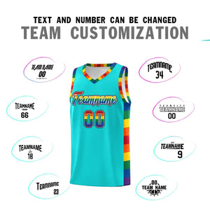 Custom Sky Blue LGBT Rainbow For Pride Month Sports Uniform Basketball Jersey