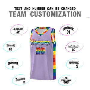 Custom Light Purple LGBT Rainbow For Pride Month Sports Uniform Basketball Jersey