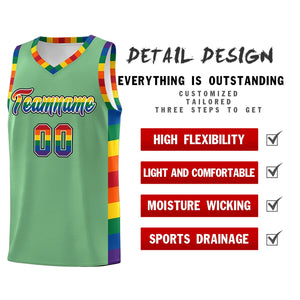 Custom Green LGBT Rainbow For Pride Month Sports Uniform Basketball Jersey