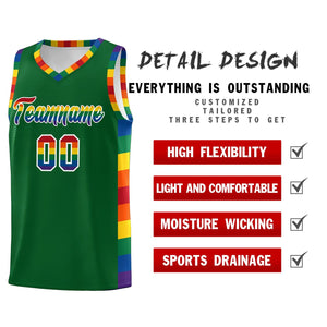 Custom Kelly Green LGBT Rainbow For Pride Month Sports Uniform Basketball Jersey