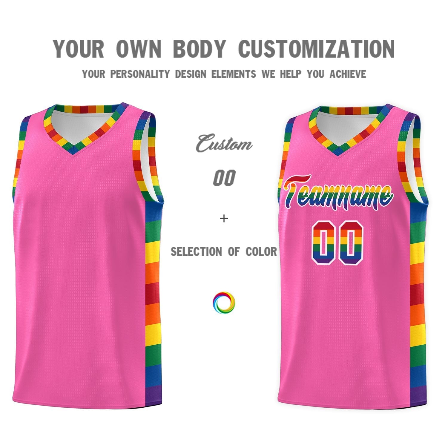 Custom Pink LGBT Rainbow For Pride Month Sports Uniform Basketball Jersey