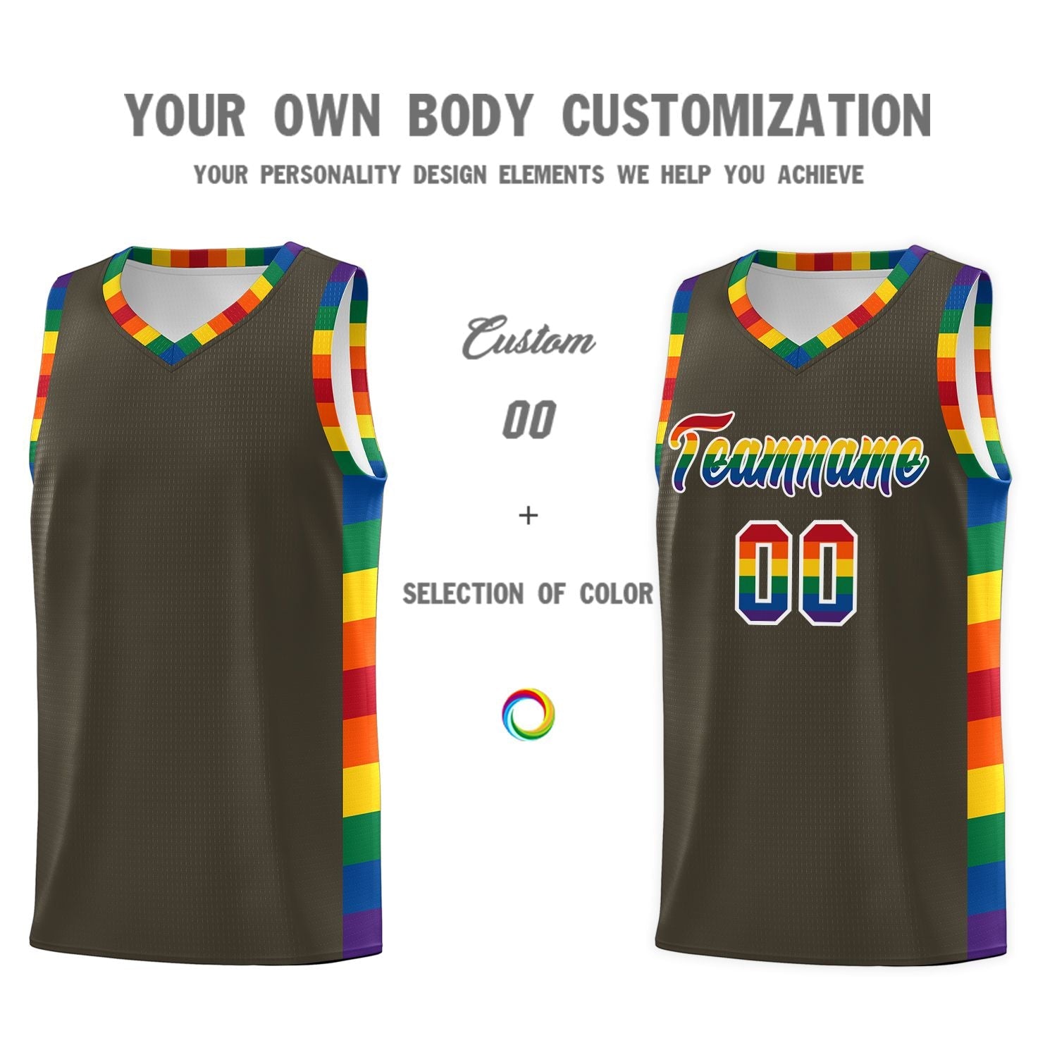 Custom Olive LGBT Rainbow For Pride Month Sports Uniform Basketball Jersey