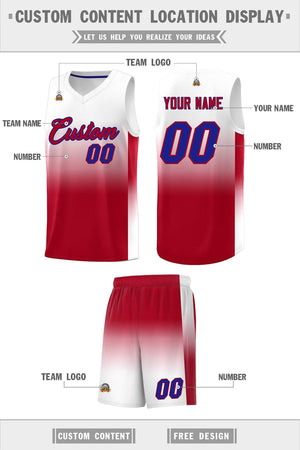 Custom White Red Gradient Fashion Sets Sports Uniform Basketball Jersey