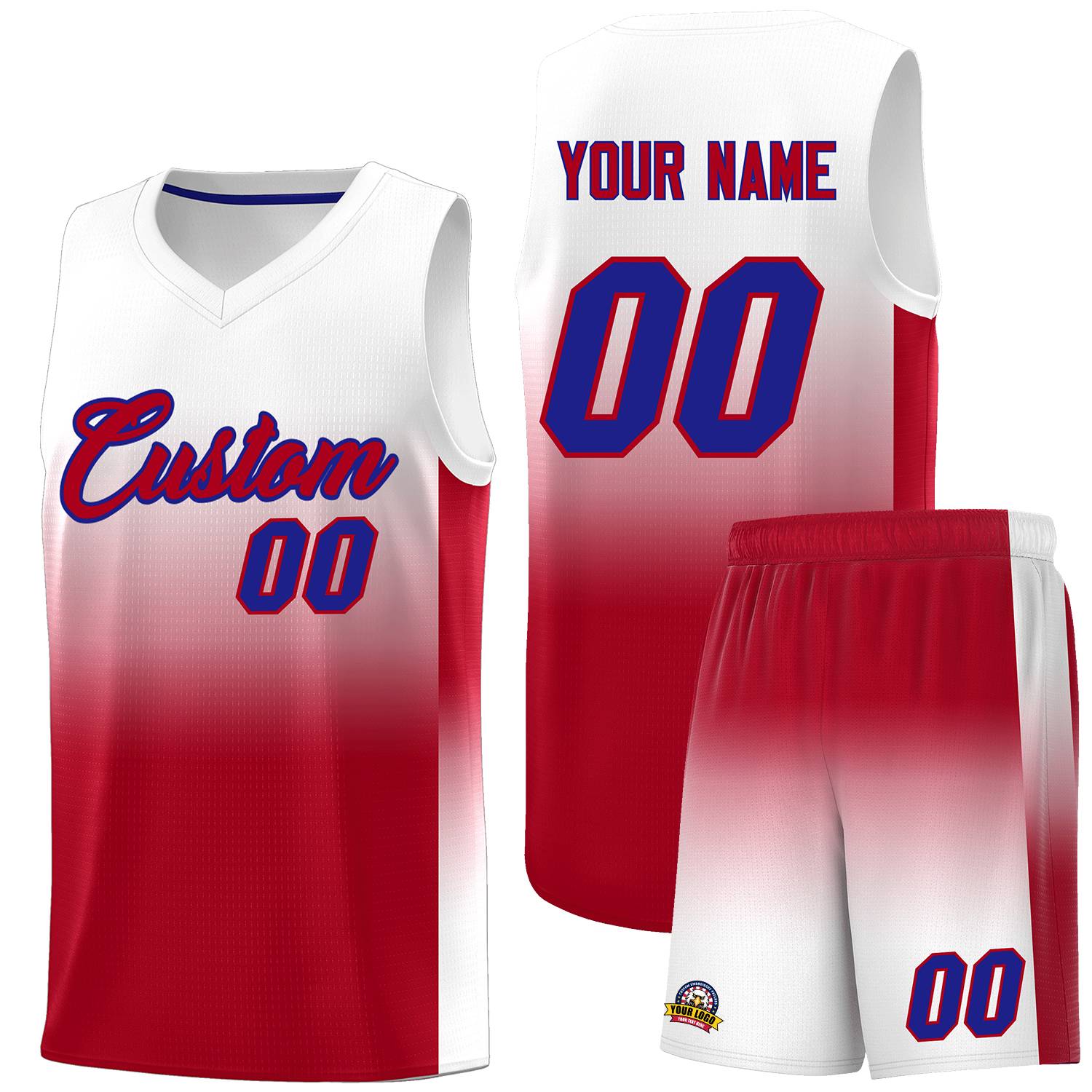 Custom White Red Gradient Fashion Sets Sports Uniform Basketball Jersey