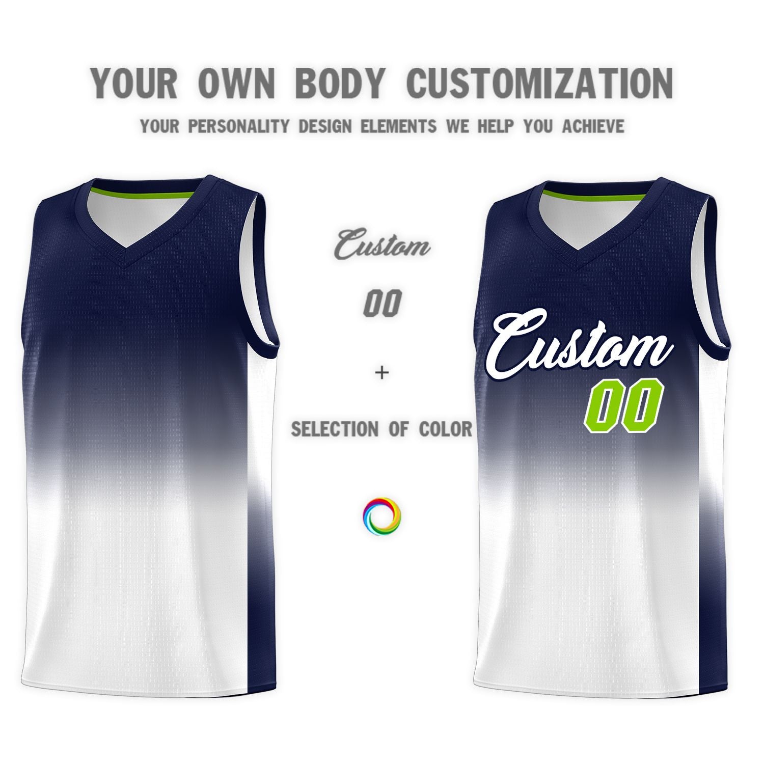 Custom Navy White Gradient Fashion Sets Sports Uniform Basketball Jersey