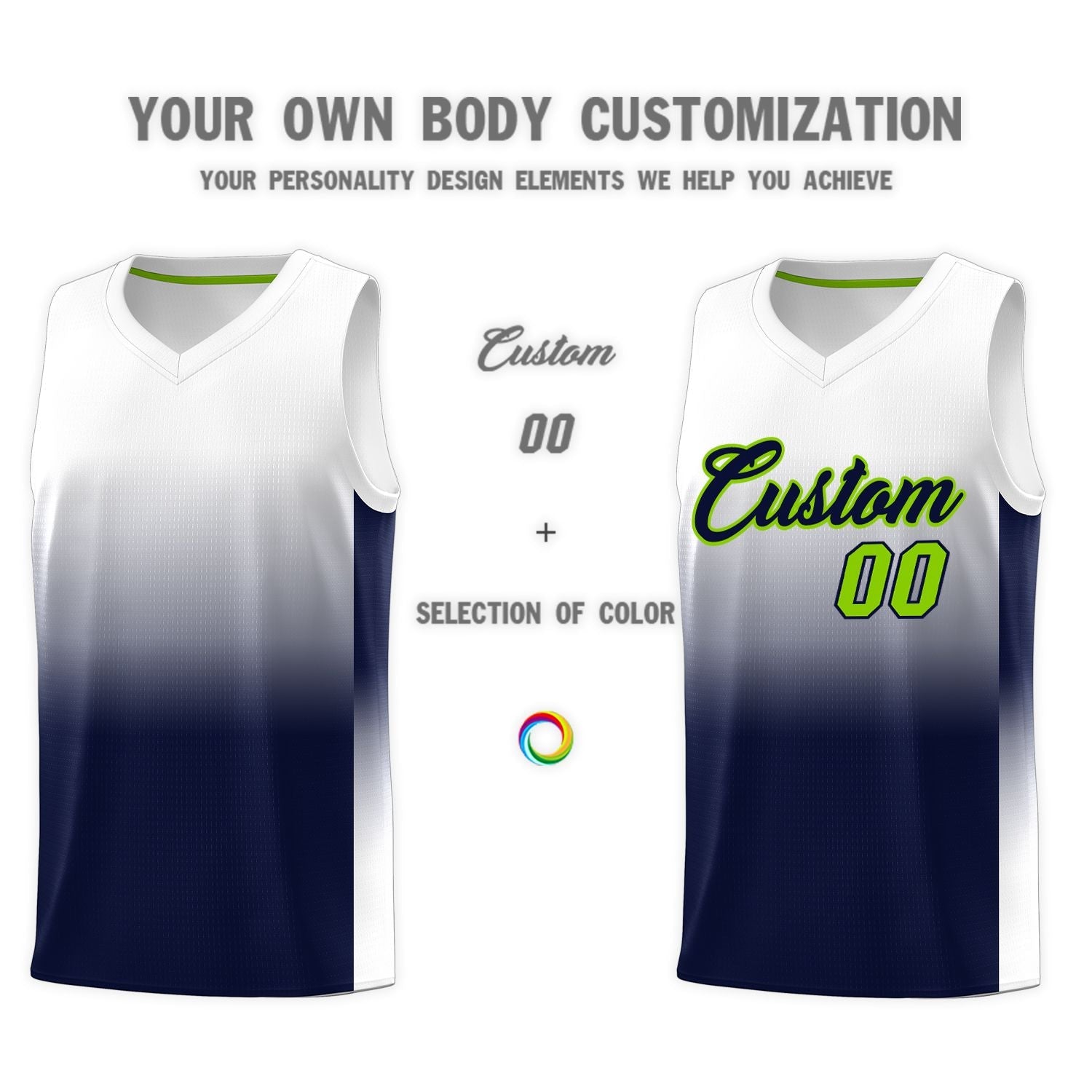 Custom White Navy Gradient Fashion Sets Sports Uniform Basketball Jersey