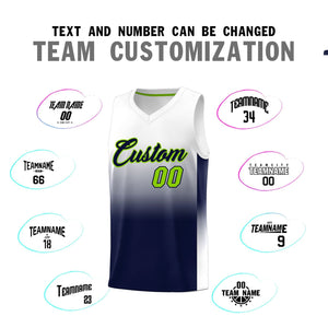 Custom White Navy Gradient Fashion Sets Sports Uniform Basketball Jersey