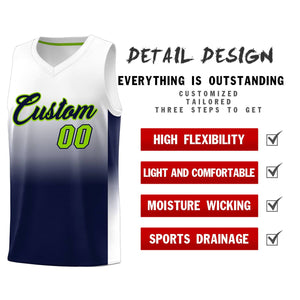 Custom White Navy Gradient Fashion Sets Sports Uniform Basketball Jersey