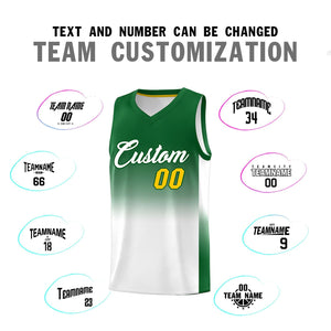 Custom Kelly Green White Gradient Fashion Sets Sports Uniform Basketball Jersey