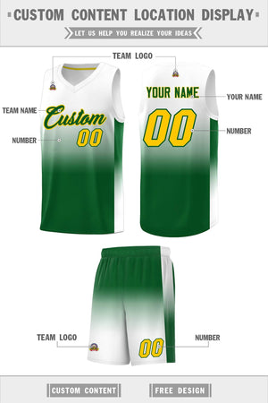 Custom White Kelly Green Gradient Fashion Sets Sports Uniform Basketball Jersey