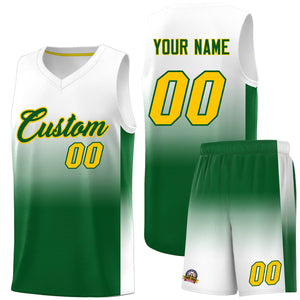 Custom White Kelly Green Gradient Fashion Sets Sports Uniform Basketball Jersey