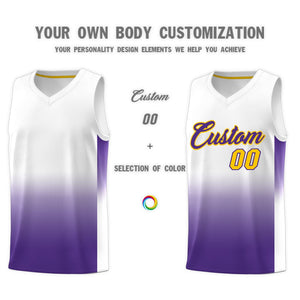 Custom White Purple Gradient Fashion Sets Sports Uniform Basketball Jersey