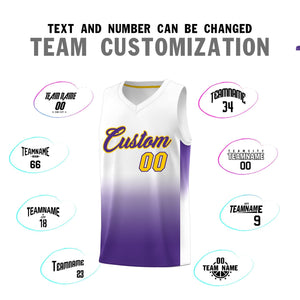 Custom White Purple Gradient Fashion Sets Sports Uniform Basketball Jersey