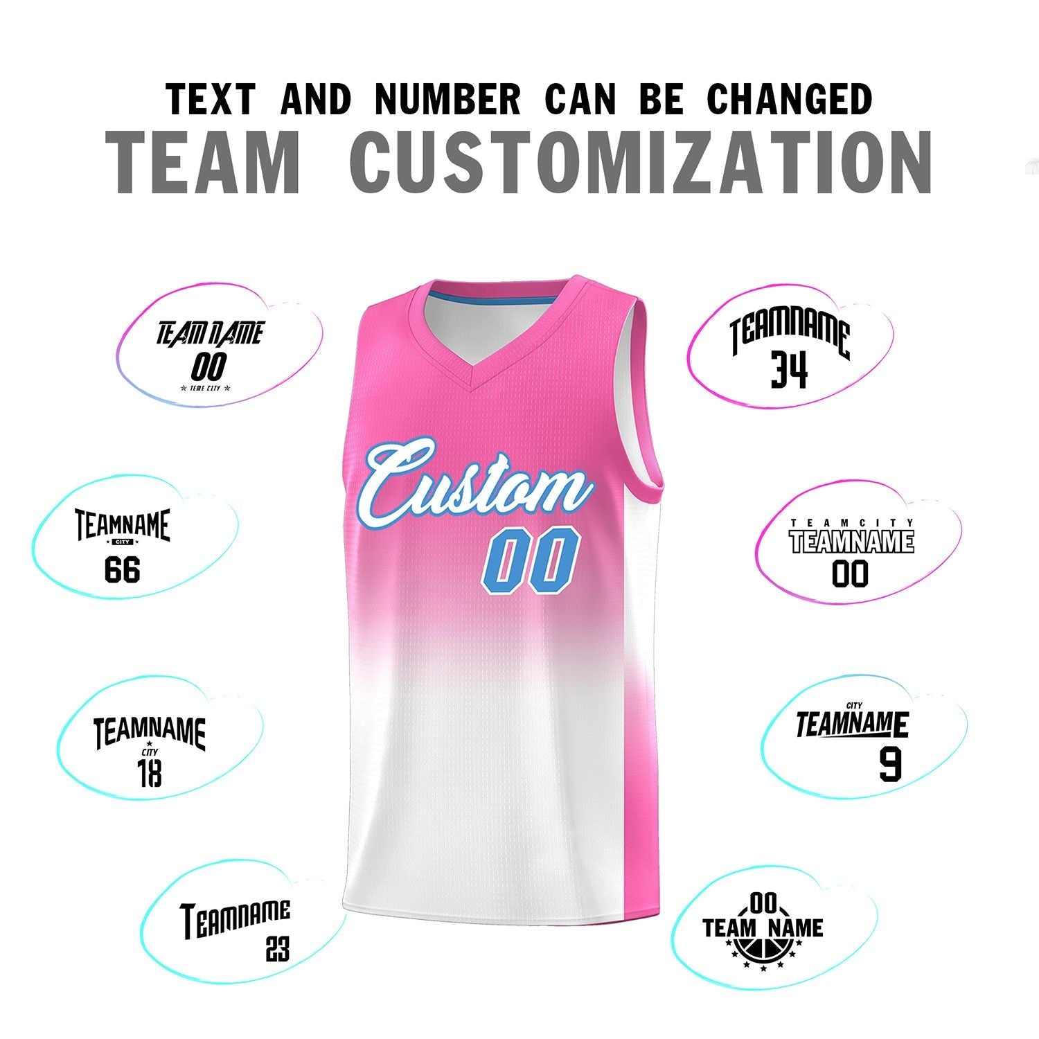 Custom Pink White Gradient Fashion Sets Sports Uniform Basketball Jersey