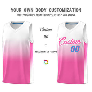 Custom White Pink Gradient Fashion Sets Sports Uniform Basketball Jersey