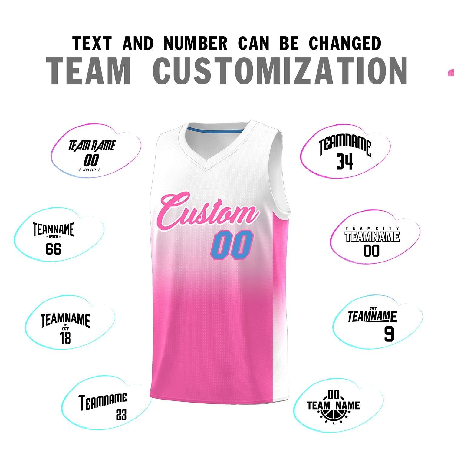 Custom White Pink Gradient Fashion Sets Sports Uniform Basketball Jersey