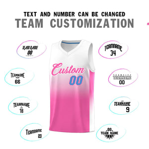 Custom White Pink Gradient Fashion Sets Sports Uniform Basketball Jersey