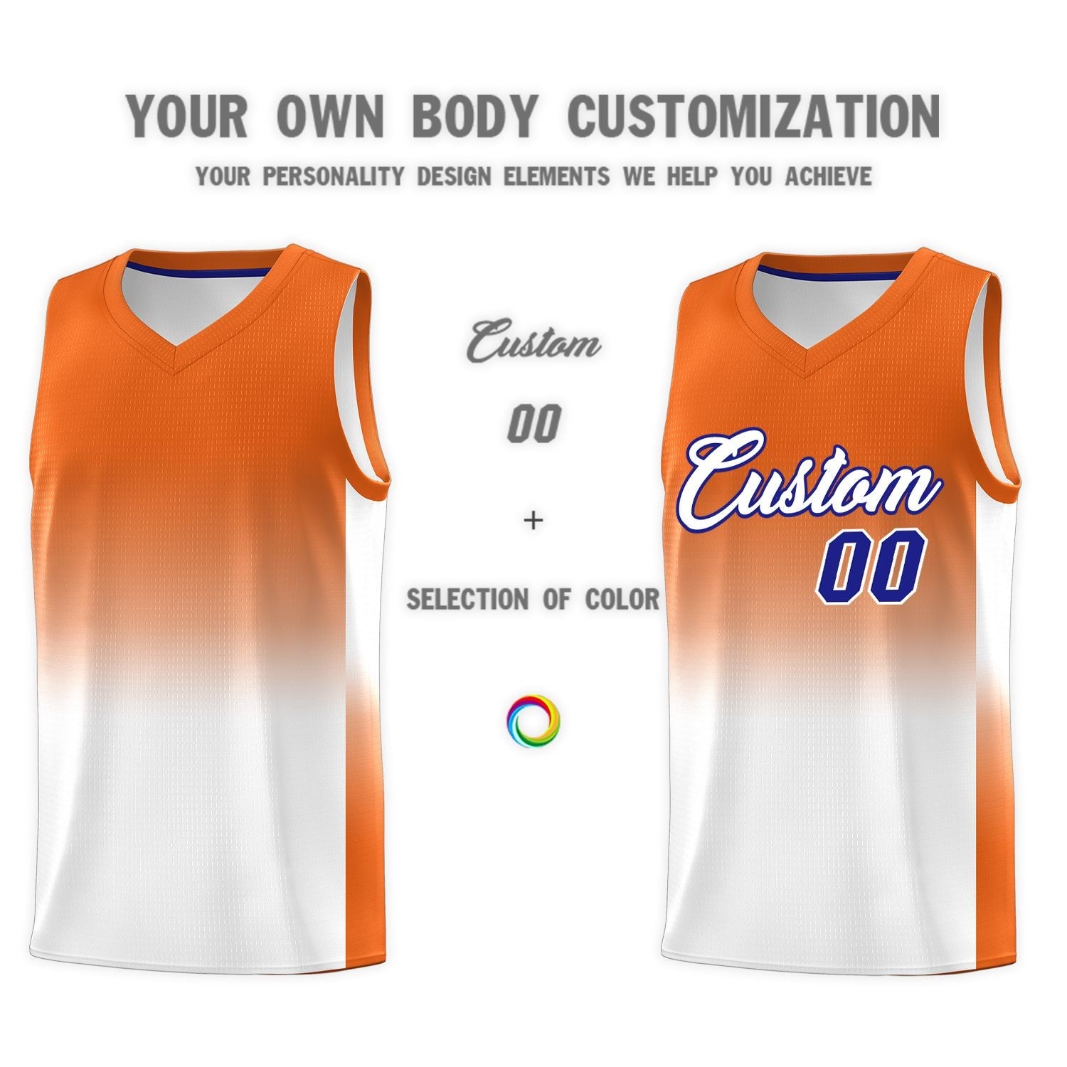 Custom Orange White Gradient Fashion Sets Sports Uniform Basketball Jersey