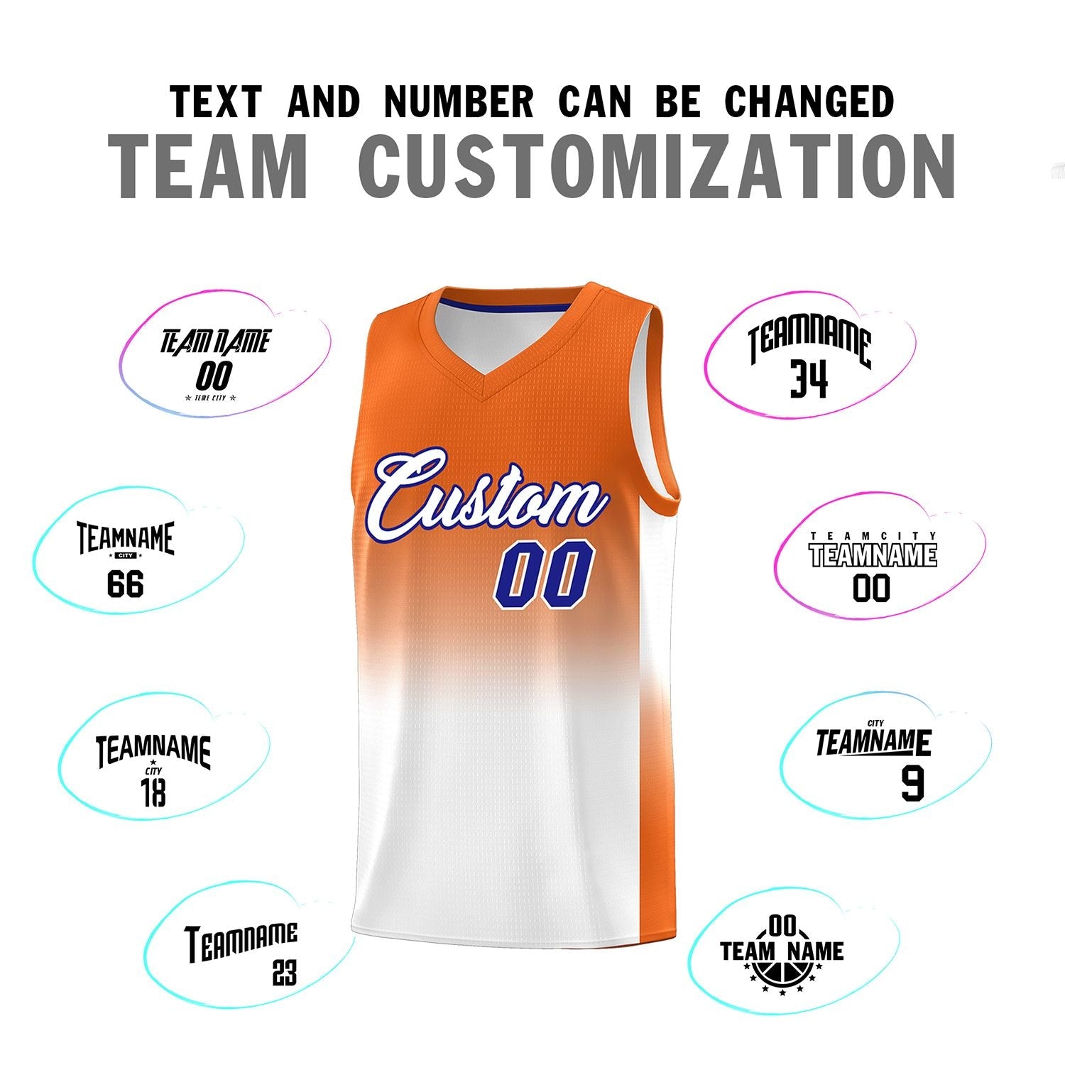 Custom Orange White Gradient Fashion Sets Sports Uniform Basketball Jersey