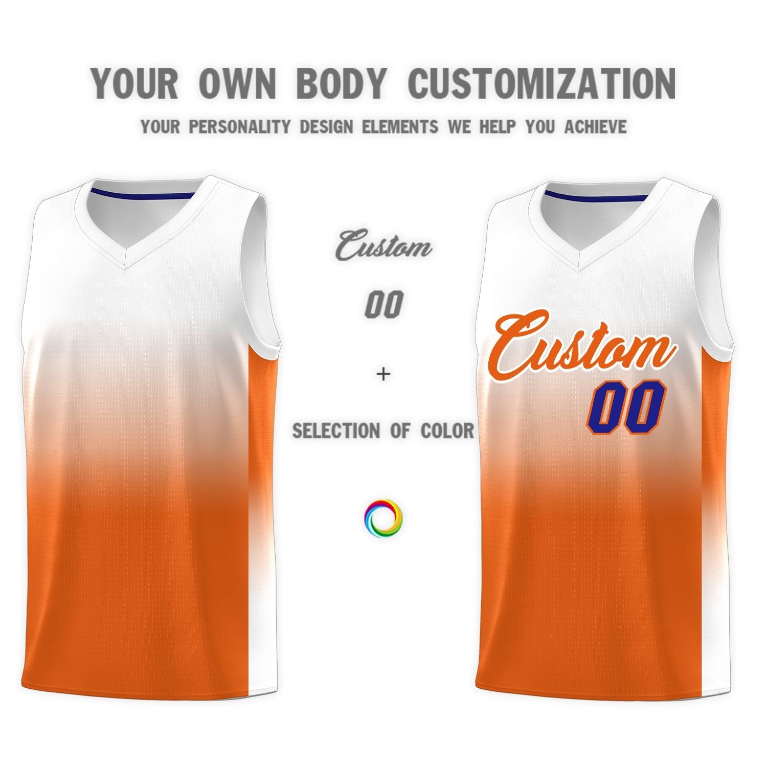 Custom White Orange Gradient Fashion Sets Sports Uniform Basketball Jersey