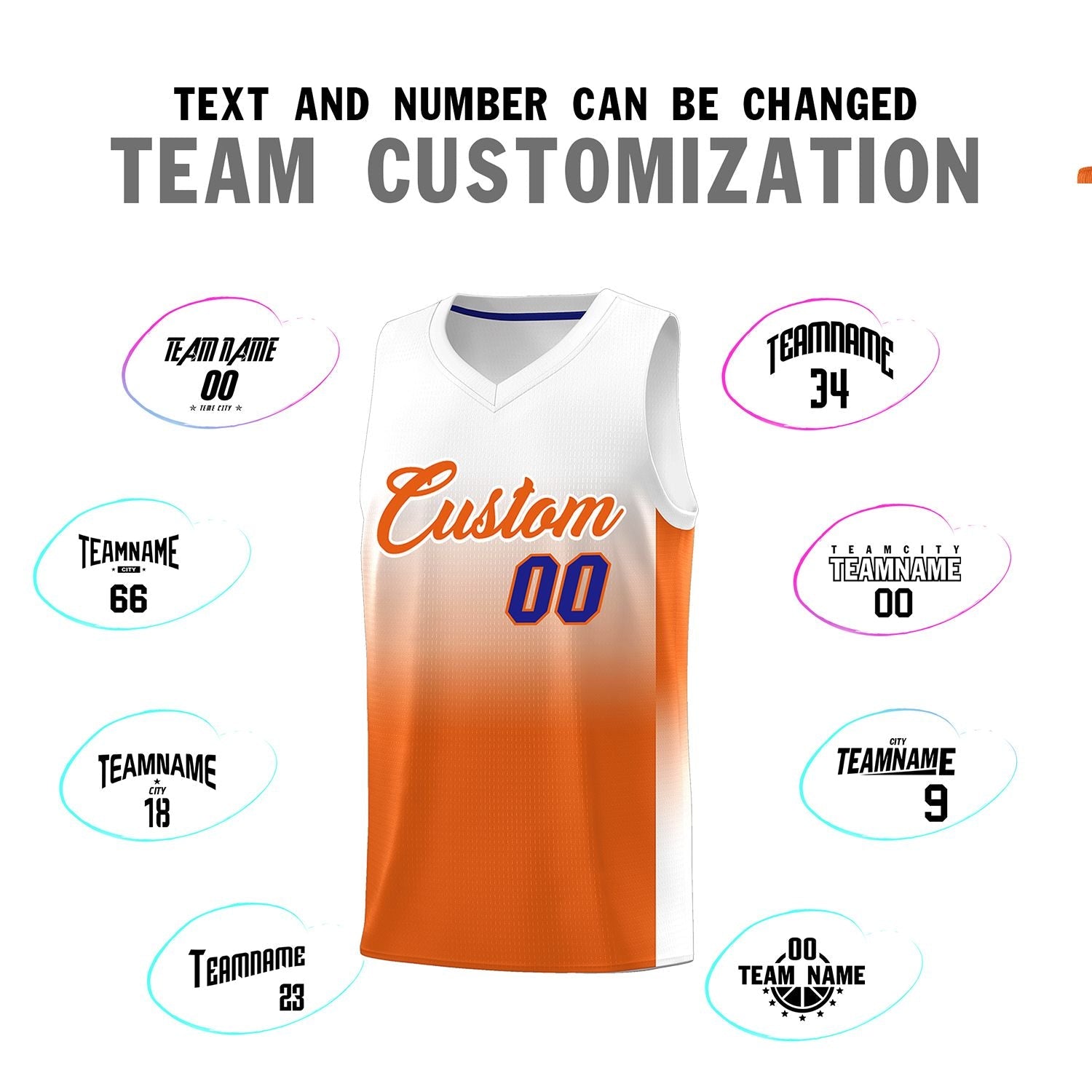 Custom White Orange Gradient Fashion Sets Sports Uniform Basketball Jersey