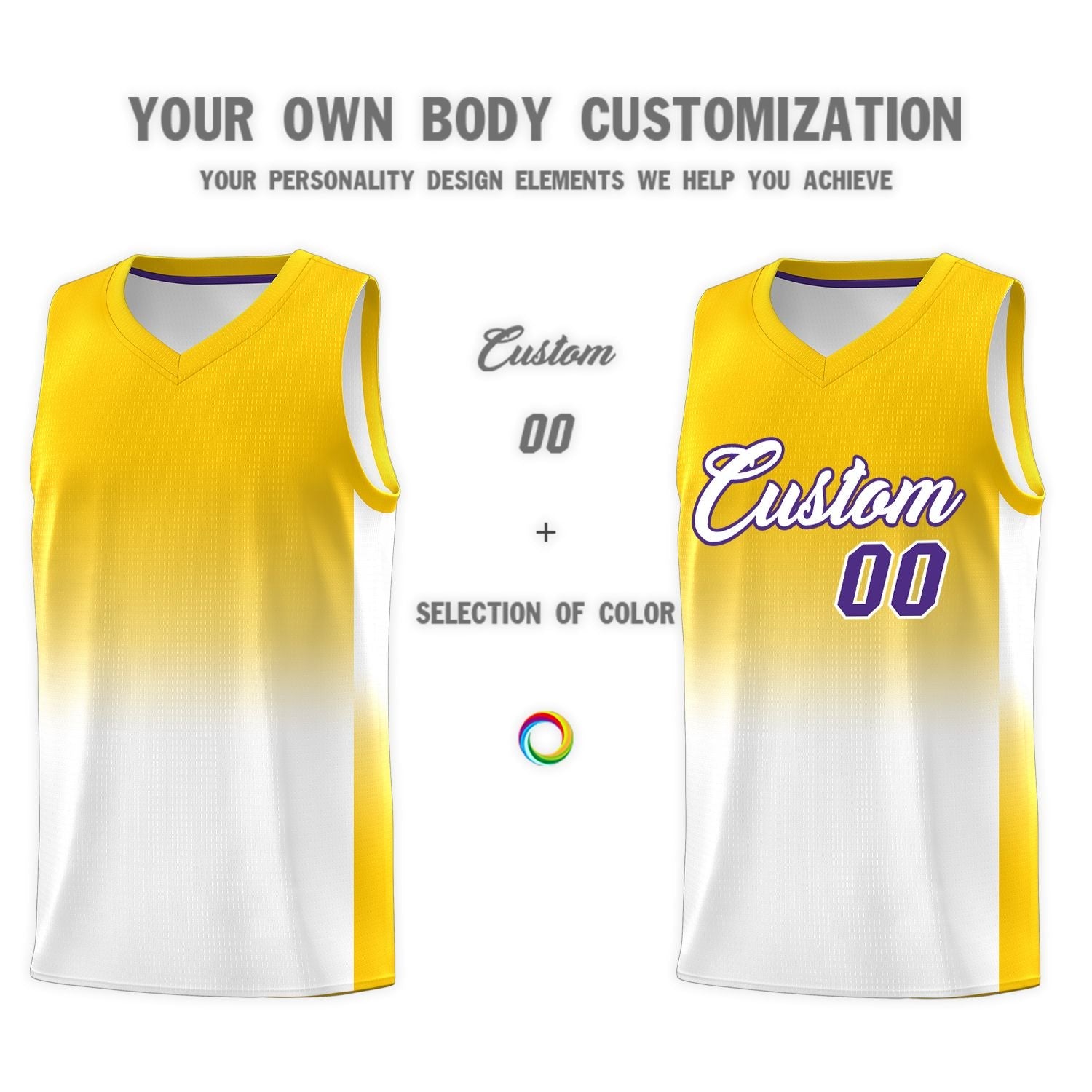 Custom Gold White Gradient Fashion Sets Sports Uniform Basketball Jersey