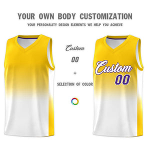 Custom Gold White Gradient Fashion Sets Sports Uniform Basketball Jersey