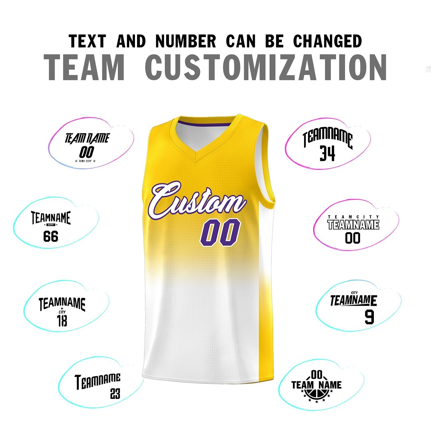 Custom Gold White Gradient Fashion Sets Sports Uniform Basketball Jersey