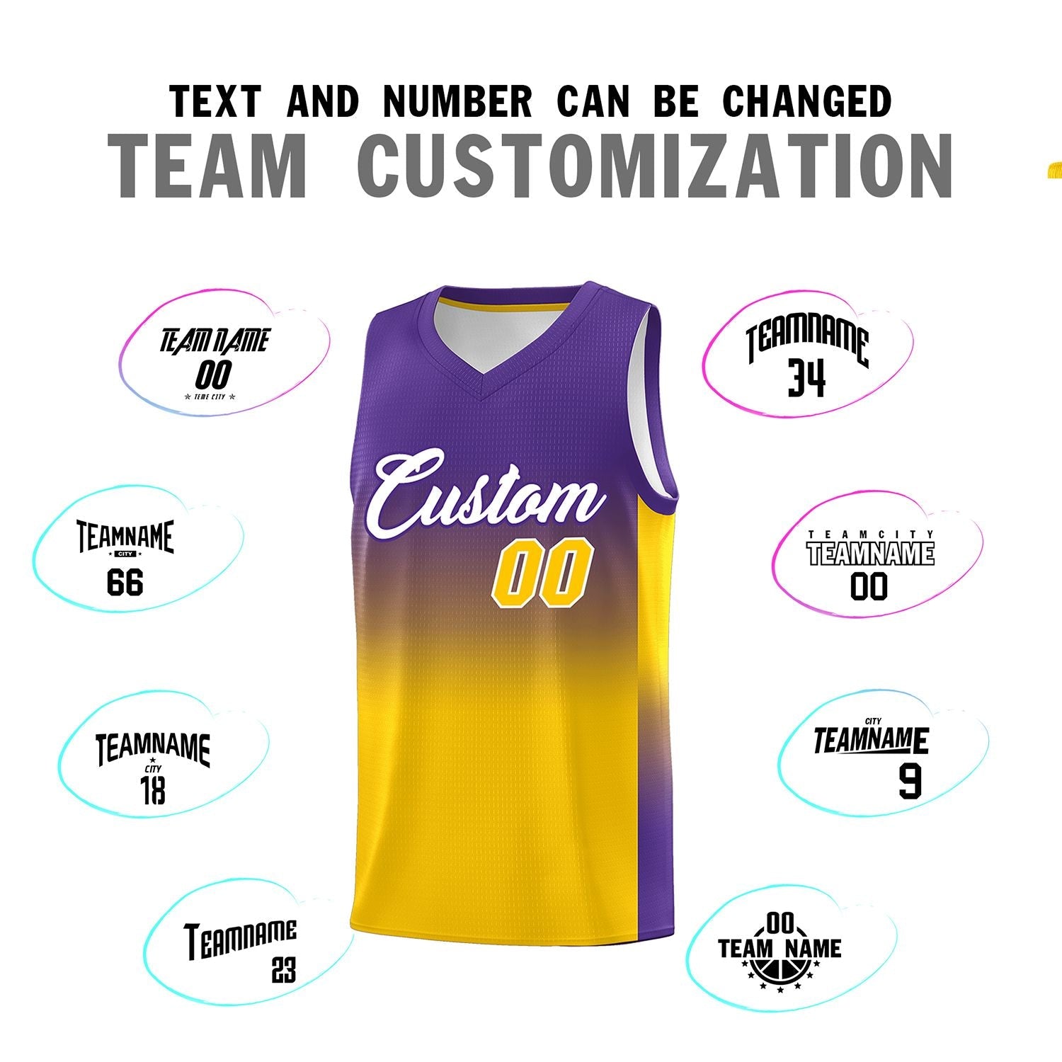 Custom Purple Gold Gradient Fashion Sets Sports Uniform Basketball Jersey