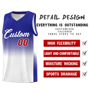 Custom Royal White Gradient Fashion Sets Sports Uniform Basketball Jersey