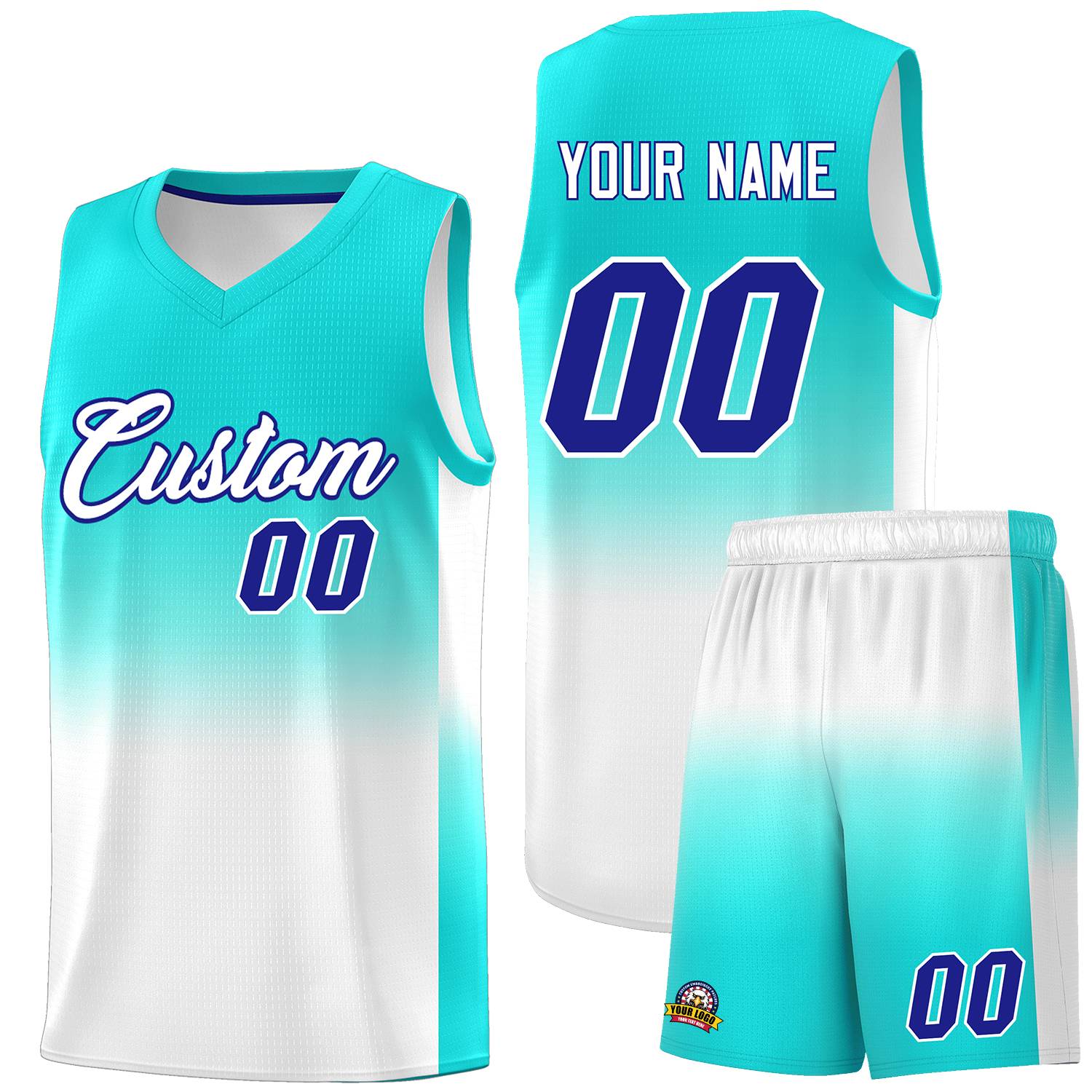 Custom Bright Green White Gradient Fashion Sets Sports Uniform Basketball Jersey