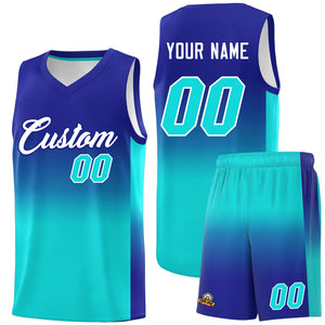 Custom Royal Bright Green Gradient Fashion Sets Sports Uniform Basketball Jersey