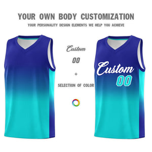 Custom Royal Bright Green Gradient Fashion Sets Sports Uniform Basketball Jersey