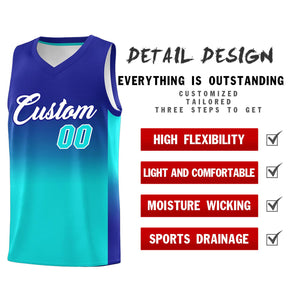 Custom Royal Bright Green Gradient Fashion Sets Sports Uniform Basketball Jersey