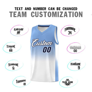 Custom Light Blue White Gradient Fashion Sets Sports Uniform Basketball Jersey